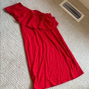Chic One-Shoulder Red Dress